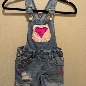 Blue and Pink Shortalls with Heart Patch